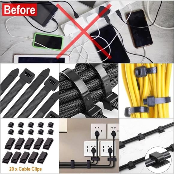 Cable Management Box 3 Pack with 141PCS Cable Management Kit for Power Strip - Picture 11 of 12